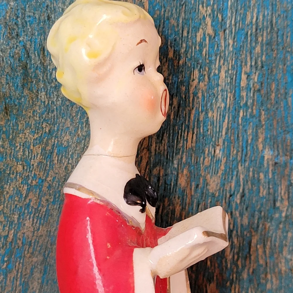 Vintage Christmas Caroler Choir Boy or Girl ~ MCM ~ Cute ~ With Repair See Notes